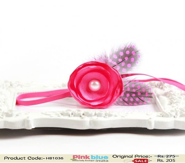 Rose pink floral princess headband for girls birthday, elegant and stylish