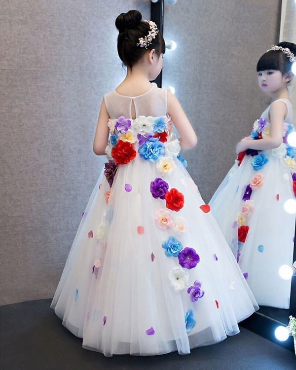 Sleeveless flower girl dress for baby girl, wedding party wear, cute elegant look