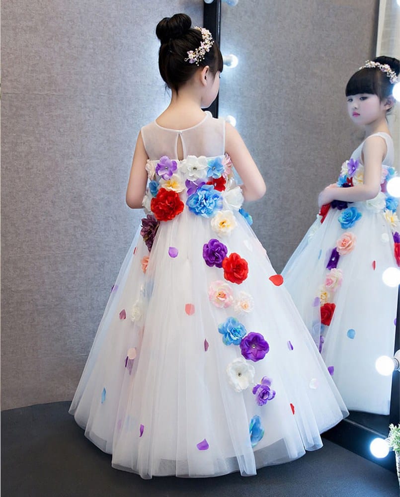 Sleeveless flower girl dress for baby girl, wedding party wear, cute elegant look