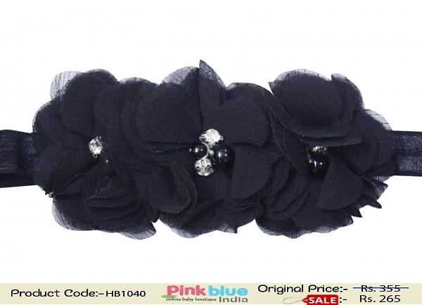 Black floral hairband for girls wedding, chic and stylish party wear