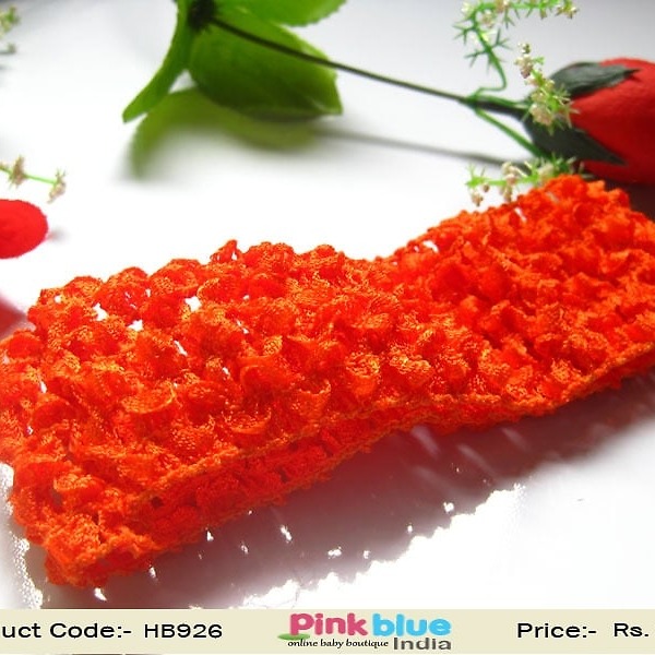 Red crochet headband for children birthday outfit, bold stylish look