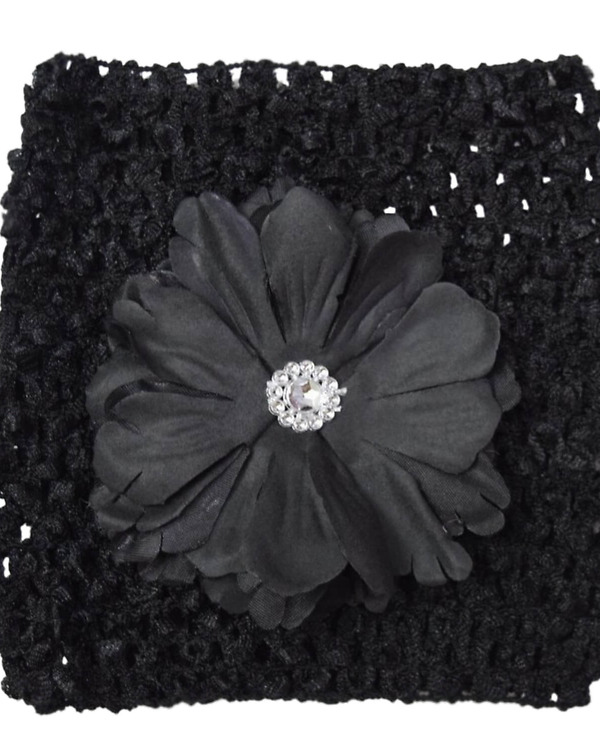 Black crochet baby hairband for wedding, classic and stylish accessory