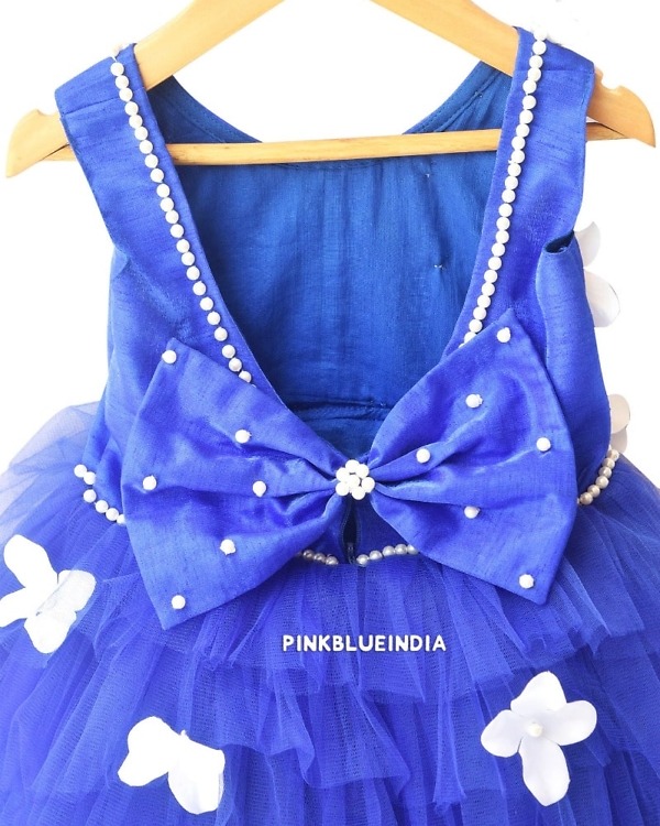 Girls blue high low dress stylish party wear birthday celebration elegant outfit