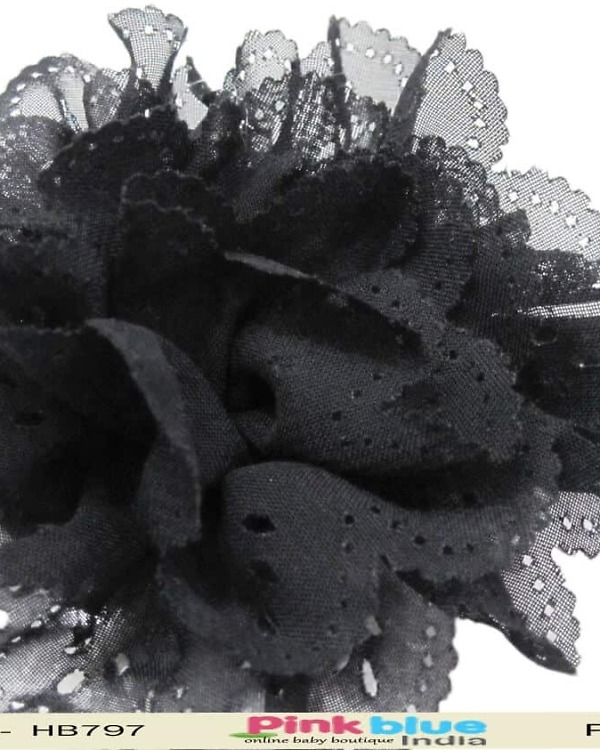 Black infant girl headband for party wear, sleek and stylish accessory
