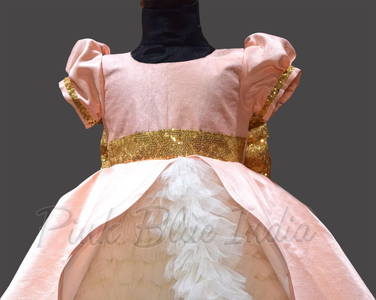 Peach kids birthday dress stylish party wear outfit elegant look