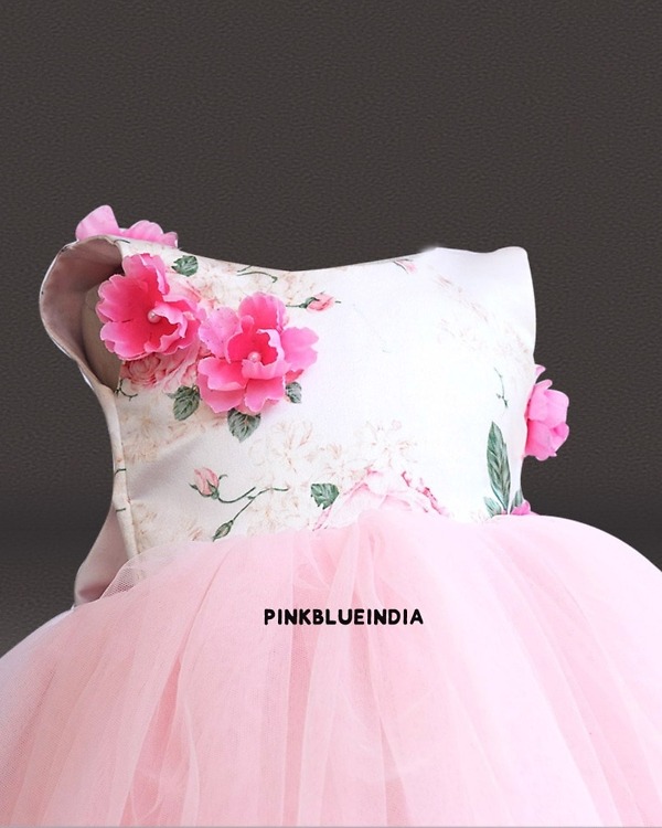 Stylish pink high low tulle dress for girls party wear, elegant birthday outfit
