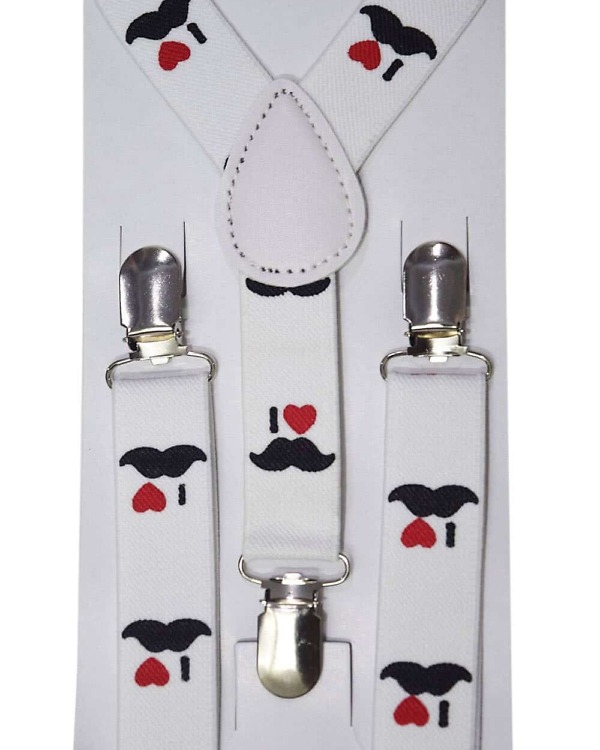 Little boys white suspenders wedding accessory stylish formal wear