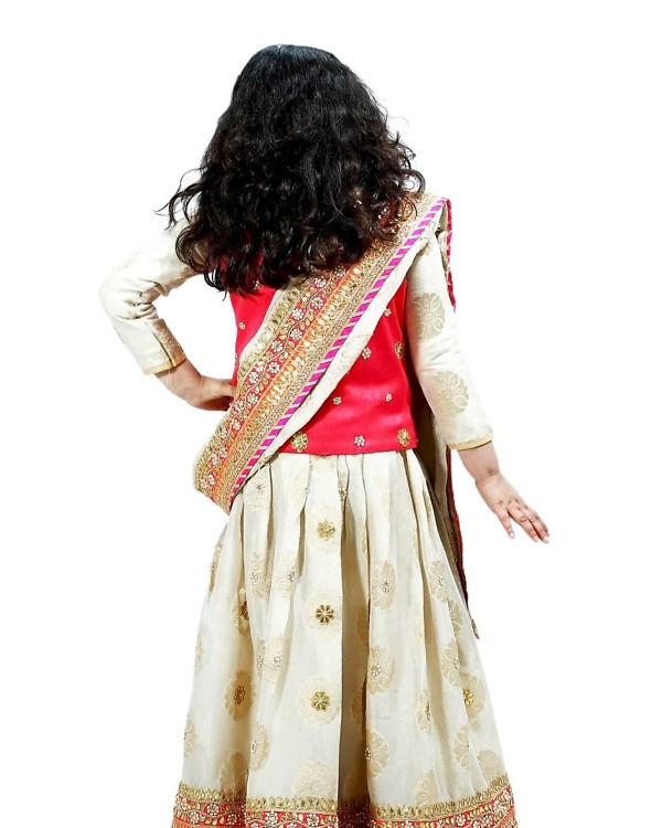 Traditional saree lehenga for girls gota patti wedding festive outfit elegant