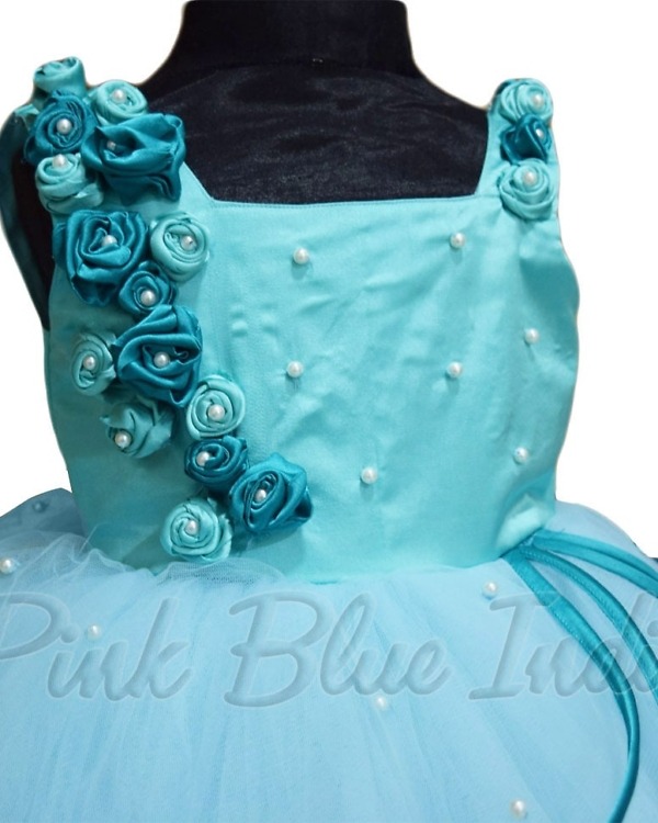Turquoise wings party dress for kids fairy theme birthday outfit