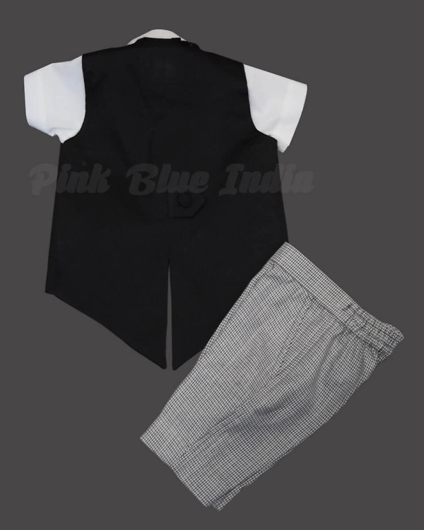 Boys check tuxedo romper one piece birthday stylish party outfit