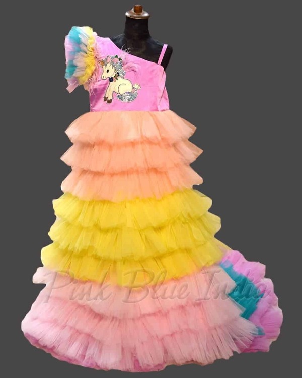 Unicorn themed birthday dress for kids colorful party cute outfit