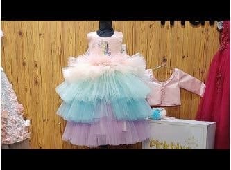 Unicorn theme dress for baby girl birthday party colorful cute outfit