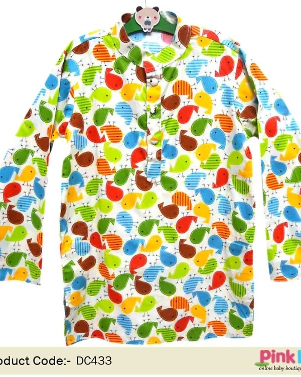 Cotton bird print kurta for kids soft festive traditional outfit