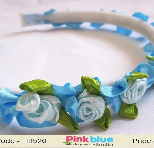 Baby girl sky blue headband birthday party wear cute stylish