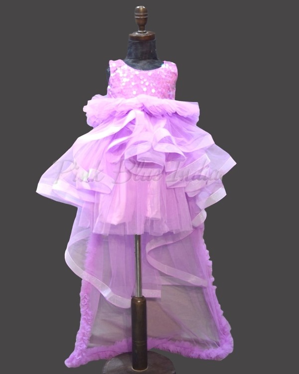 Violet birthday outfit for baby girl layered gown stylish celebration look