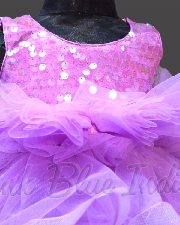 Violet birthday dress for girls stylish layered party gown design