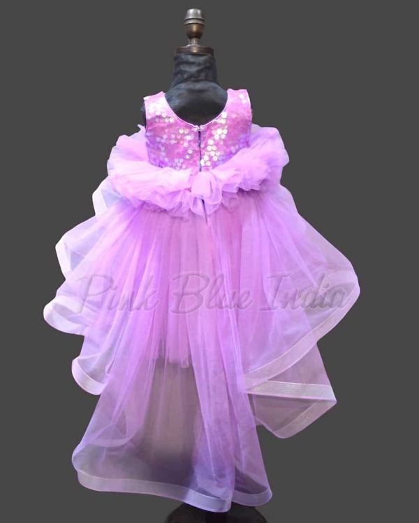 Violet birthday party gown for baby girl princess style elegant look