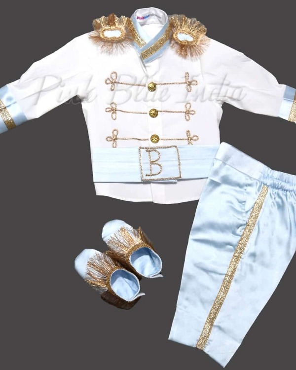 Baby boy white prince costume birthday outfit royal themed celebration look