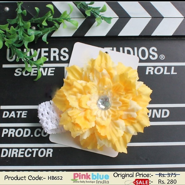 Infant girl white crochet floral hairband cute birthday accessory