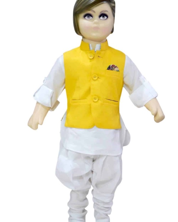 White designer kurta pajama toddler boy traditional wedding outfit