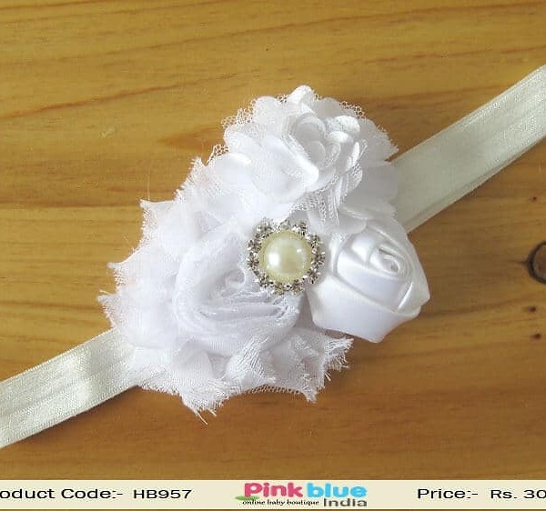 White flower baby hair accessory for wedding, simple and elegant style