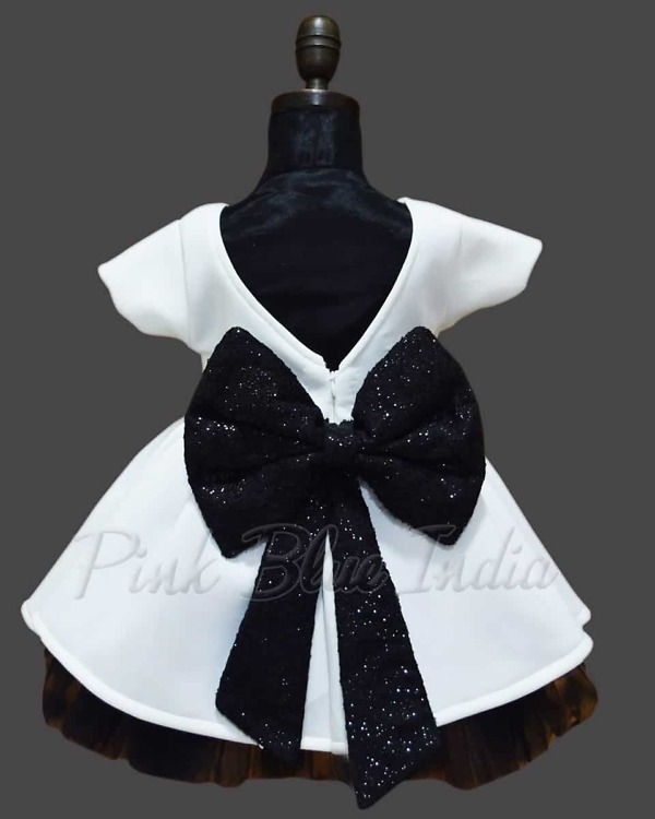 White party wear frock for girls stylish birthday celebration outfit