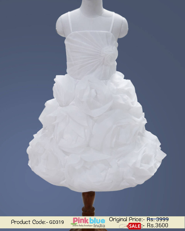White baby girl wedding dress princess style elegant party outfit