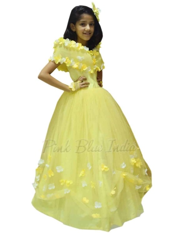 Yellow party dress for girls stylish birthday celebration outfit