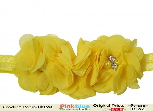 Yellow flower headband for girls wedding, bright and stylish accessory