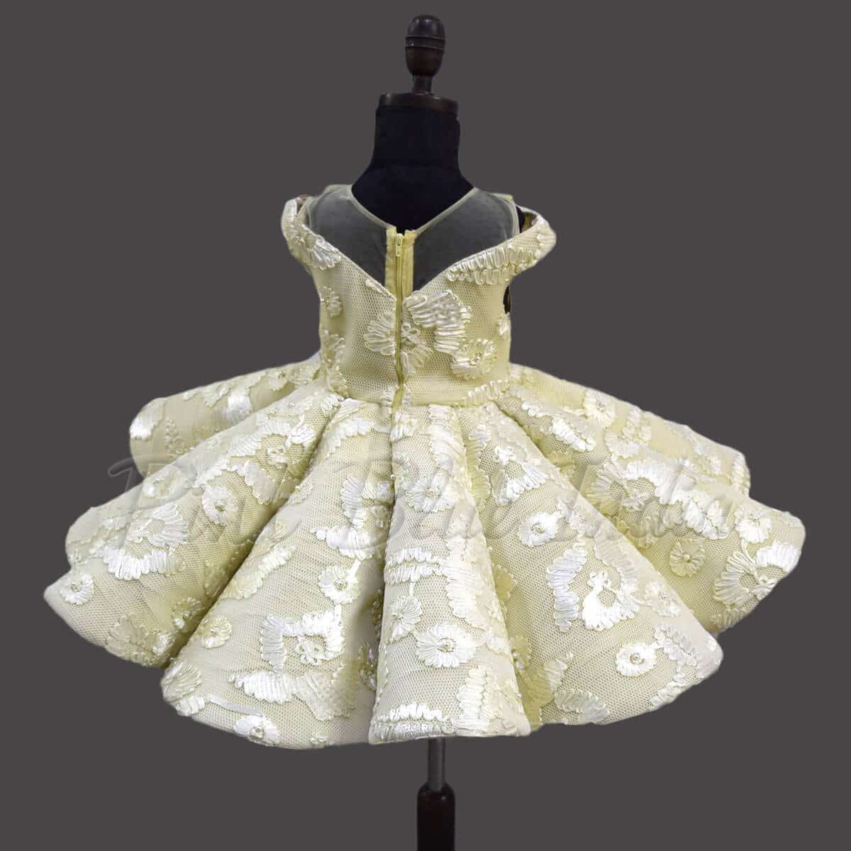 Yellow gown for baby girls stylish birthday party wear outfit