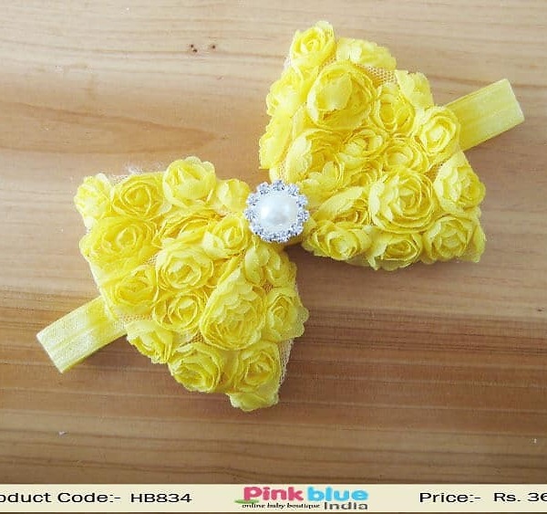 Yellow toddler girl hairband for festive wear, bright and cheerful style