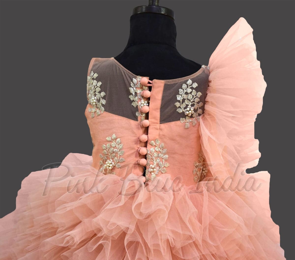 Peach layered net gown for girls birthday celebration stylish princess outfit