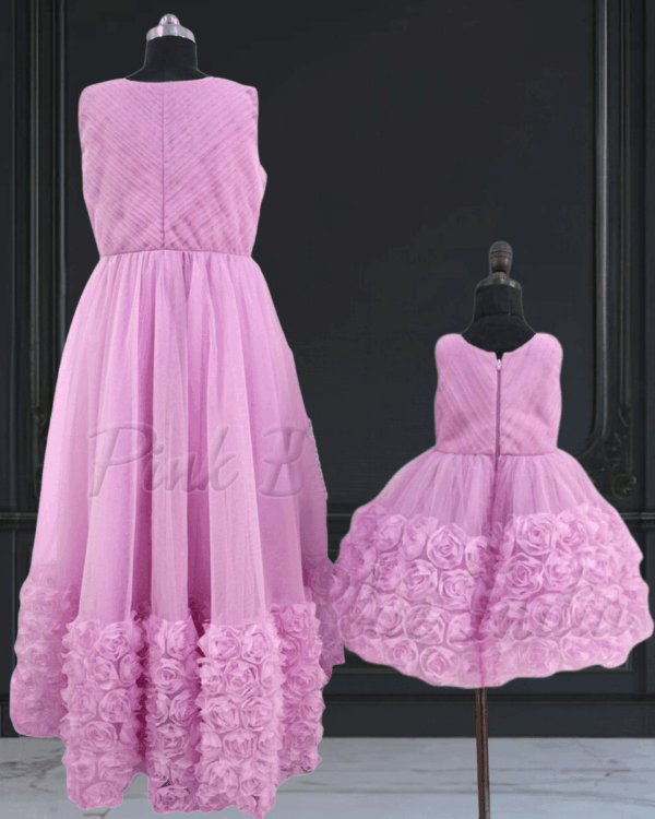 Mother daughter rosette party wear dress cute matching outfit by Pink Blue India