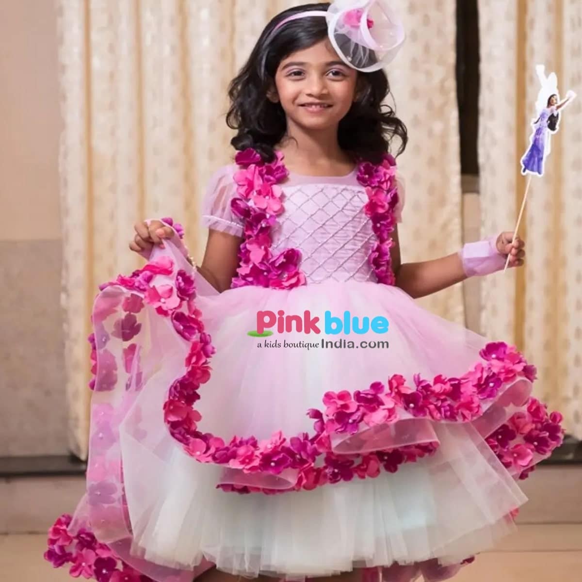 Lavender floral gown for baby girl birthday party soft elegant princess outfit