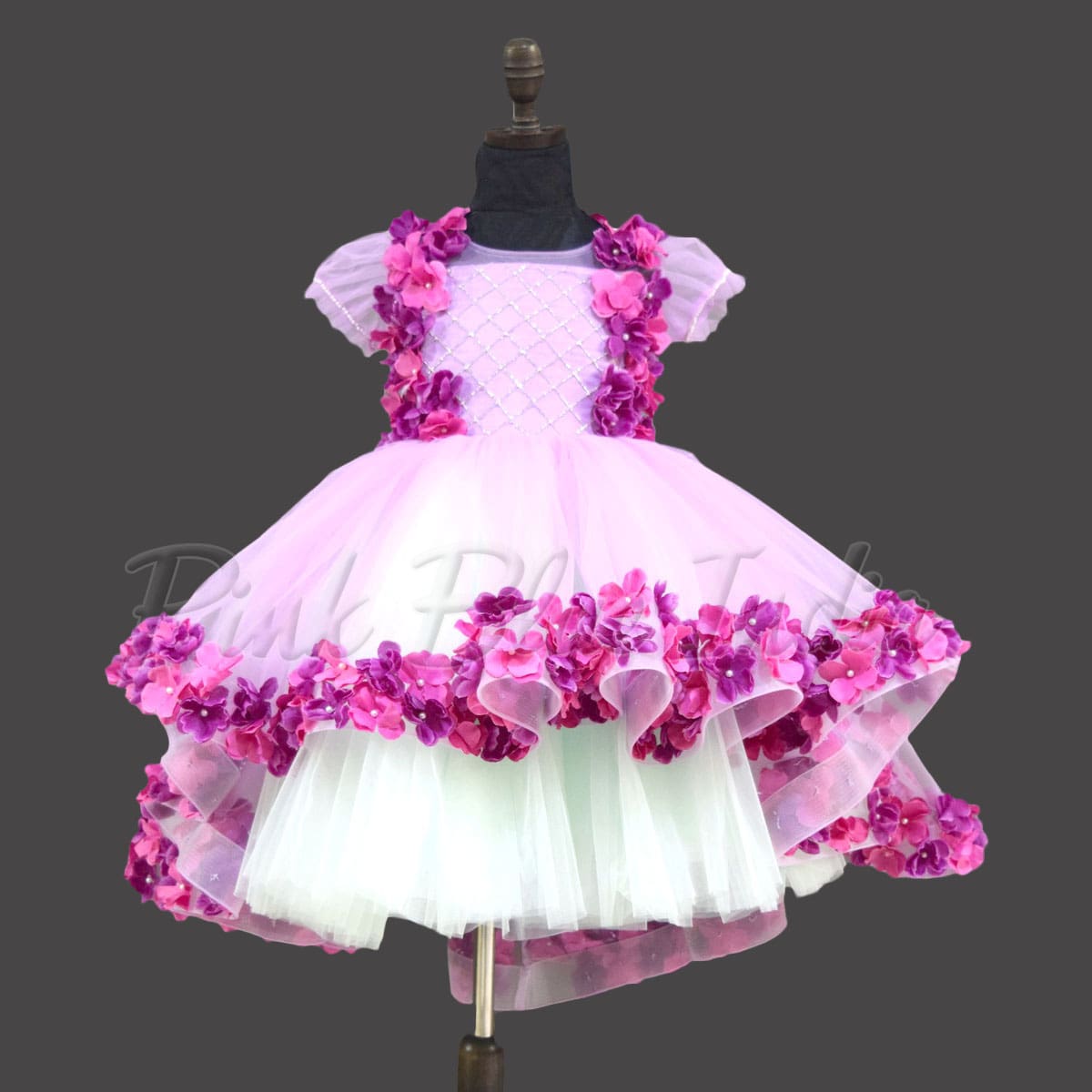 Lavender flower gown for baby girl birthday party cute elegant outfit