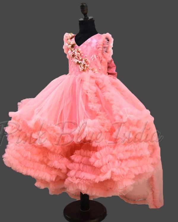 Baby girl LED light ruffle gown for birthday party fun stylish celebration outfit
