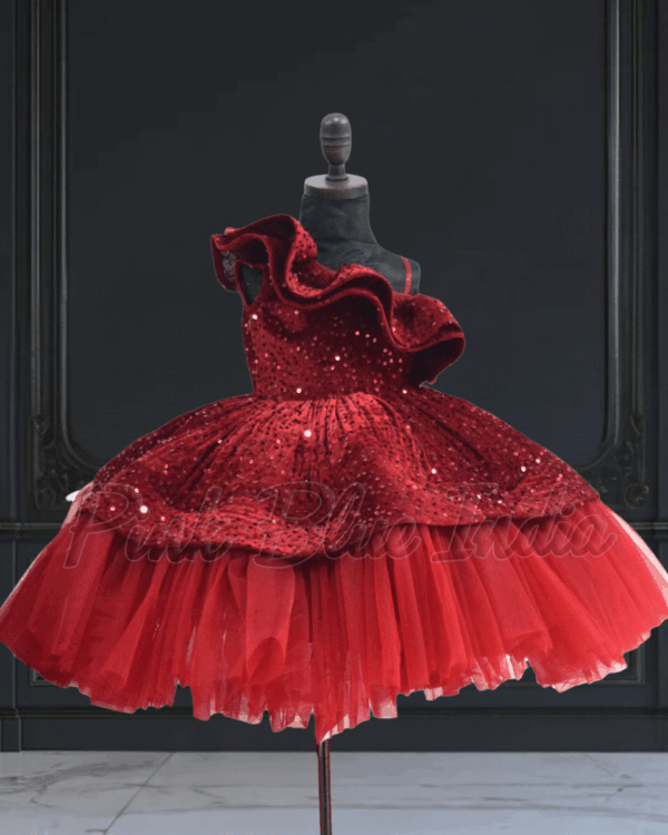 Maroon mother daughter matching outfit elegant party wear by Pink Blue India