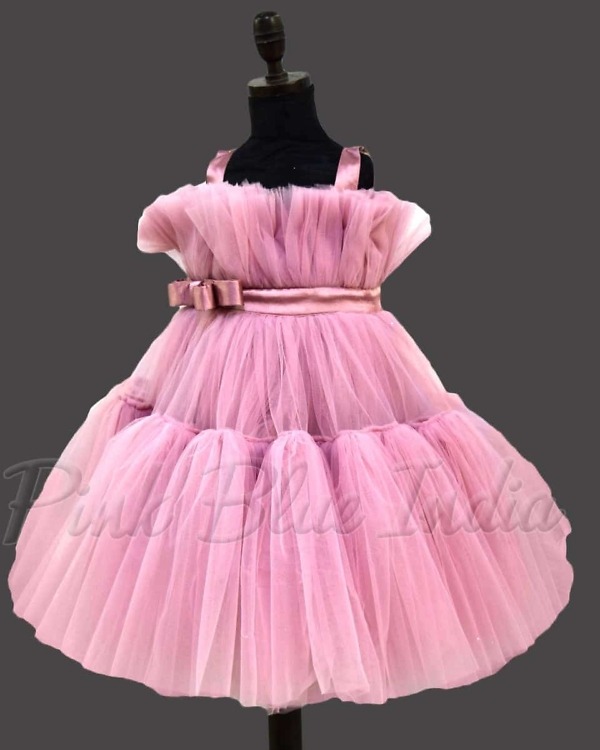 Elegant mauve bouquet dress for girls birthday party floral stylish outfit