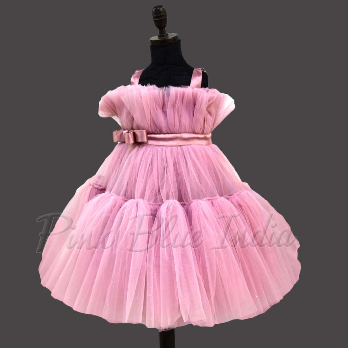Elegant mauve bouquet dress for girls birthday party floral stylish outfit