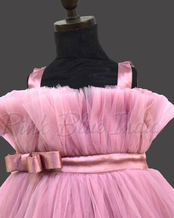 Girls mauve floral party dress for birthday function stylish soft elegant wear
