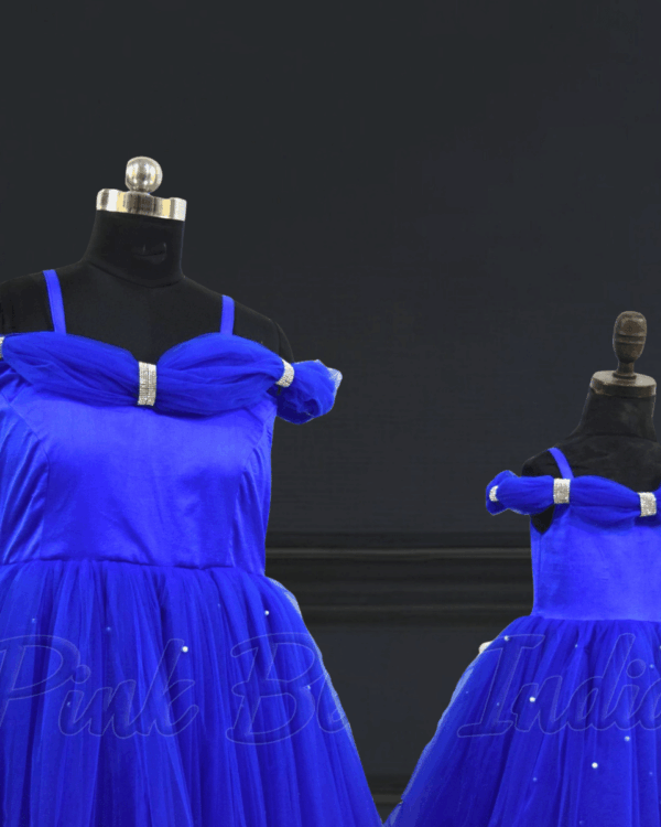 Mom daughter princess Cinderella matching gown for party by Pink Blue India