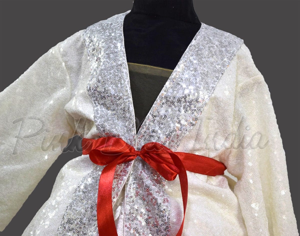 Girls silver sequins party dress with jacket for birthday celebration stylish wear