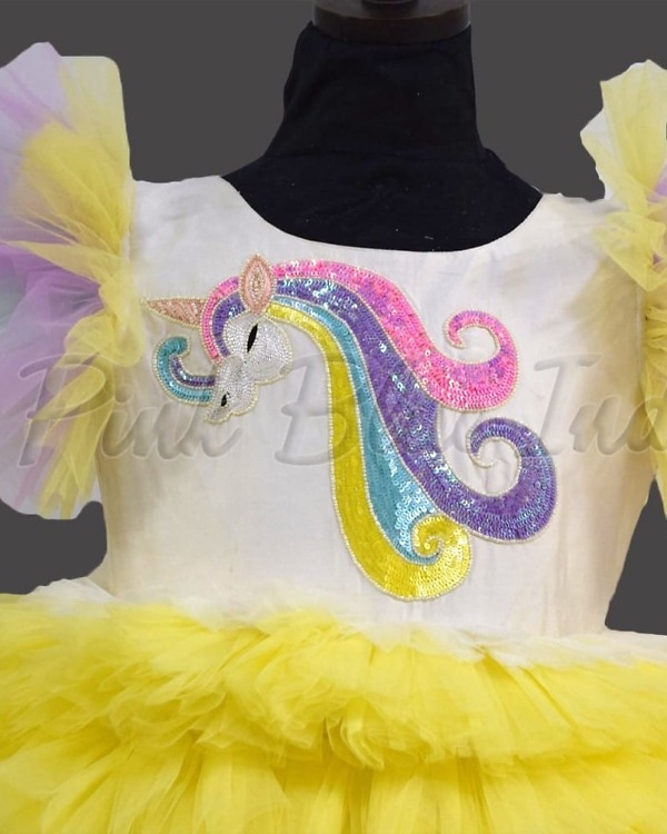 Girls unicorn birthday dress with rainbow theme for party celebration cute outfit
