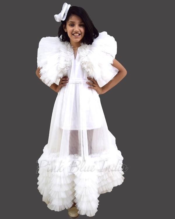 Baby girl 2 in 1 birthday party dress with dual style elegant cute outfit