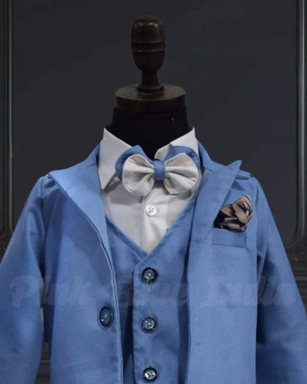Blue 5 piece suit for baby boy, stylish birthday party outfit