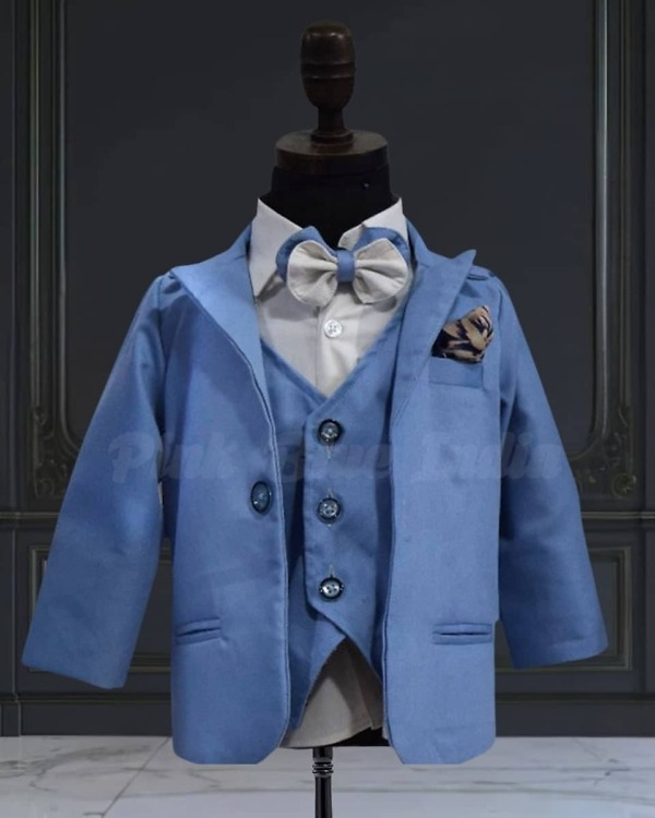 Baby boy blue formal suit set, elegant celebration wear