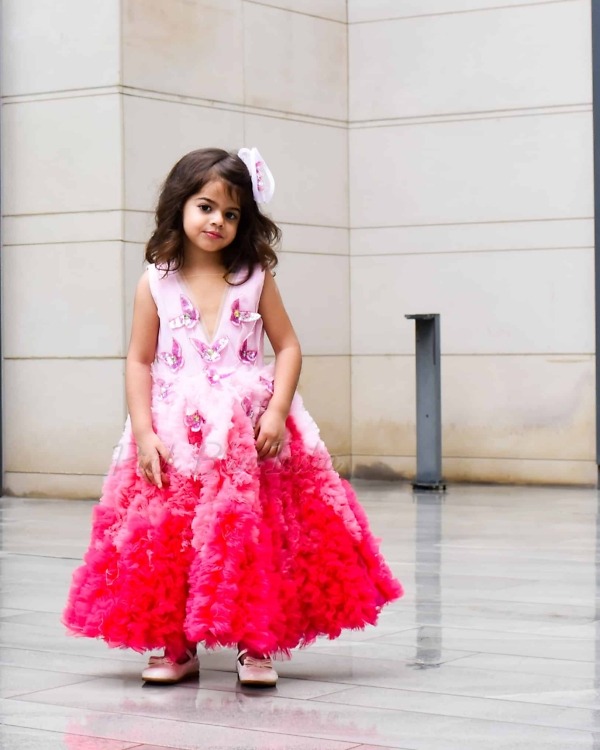 Layered butterfly frock for baby girl birthday outfit cute elegant party wear