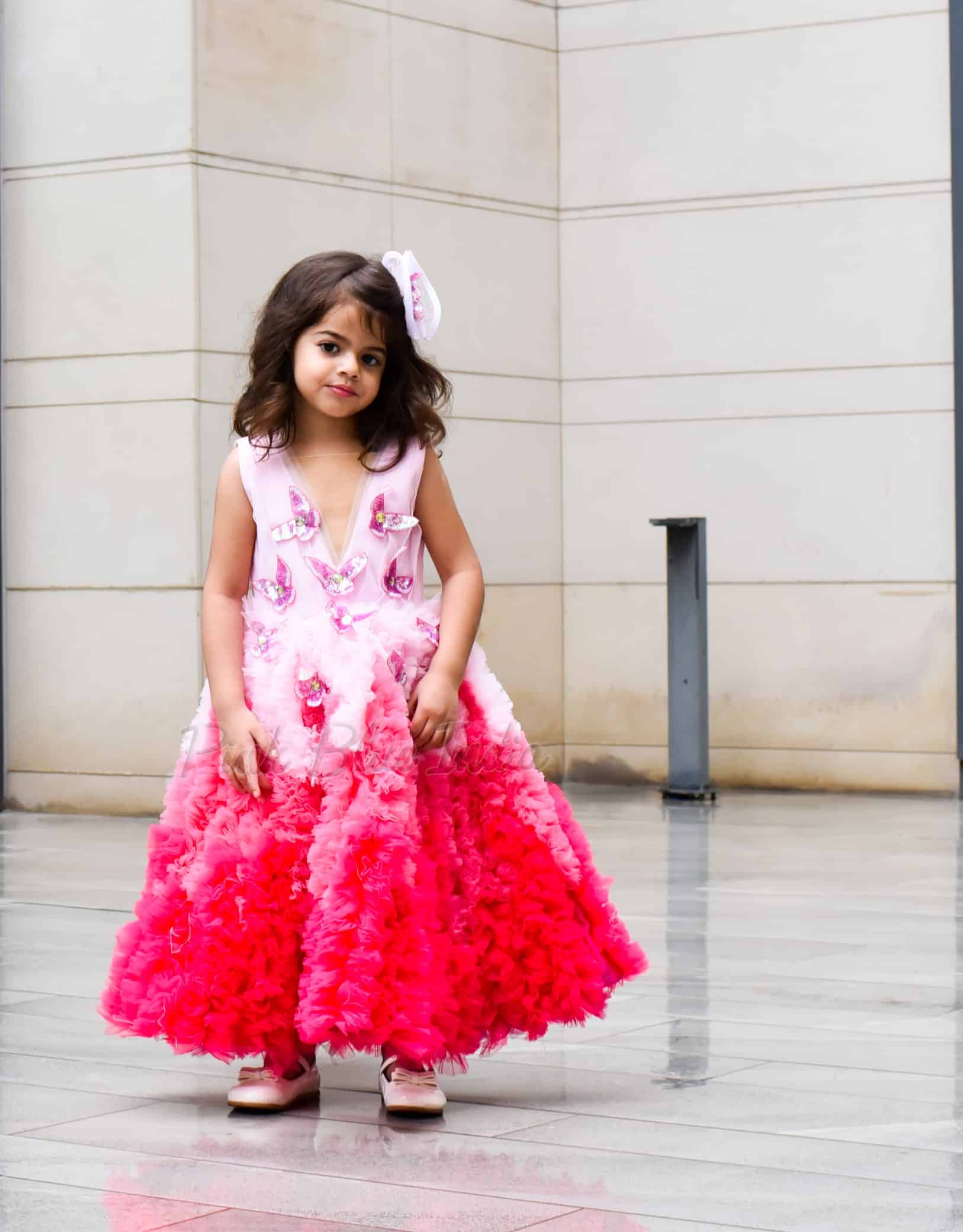 Layered butterfly frock for baby girl birthday outfit cute elegant party wear