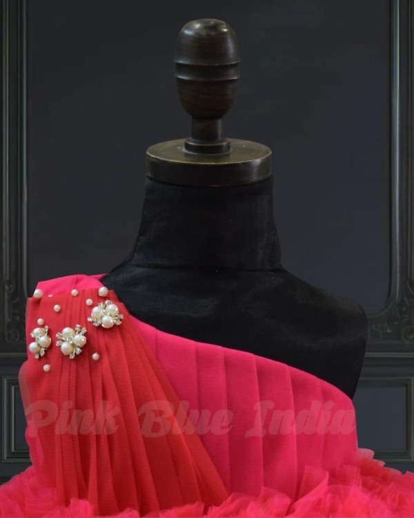 One shoulder ruffle dress for baby girl, stylish birthday outfit