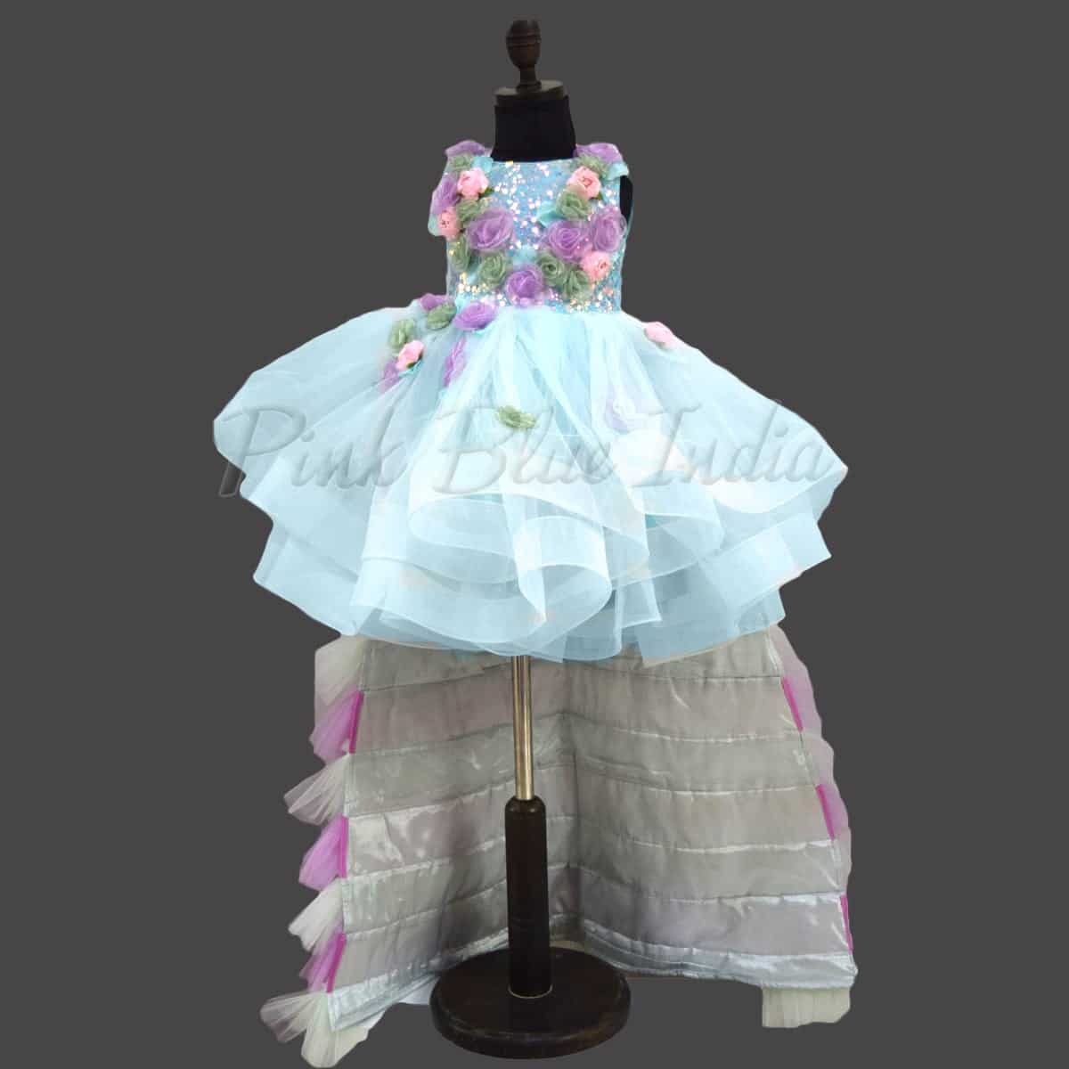 Baby girl party gown with removable train for birthday stylish princess look
